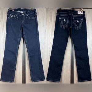 NWOT True Religion ‘Disco Billy’ Straight Leg ~in Dark Blue w/Crystal Buttons~28